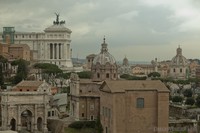 Panoramic view over the Roman forum and surrounding structures