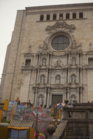 Façade of the Girona Cathedral during the flower festival - Girona, Spain