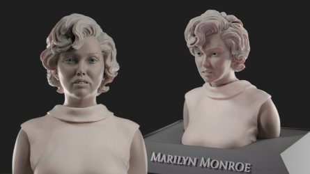 Portrait of the actress digitally sculpted in Blender.